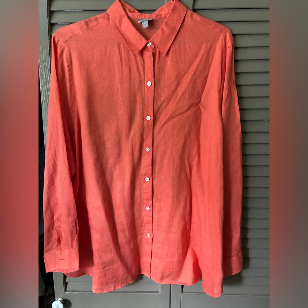 J. Jill Orange Casual Button Down Shirt
